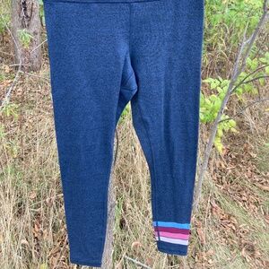 🌙 Spiritual Gangster Leggings – Small / Cozy Blue Vibes with Stripe Detail 🌈